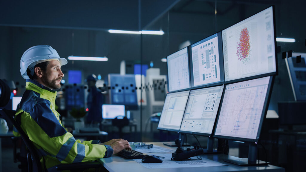 Government worker on computer display